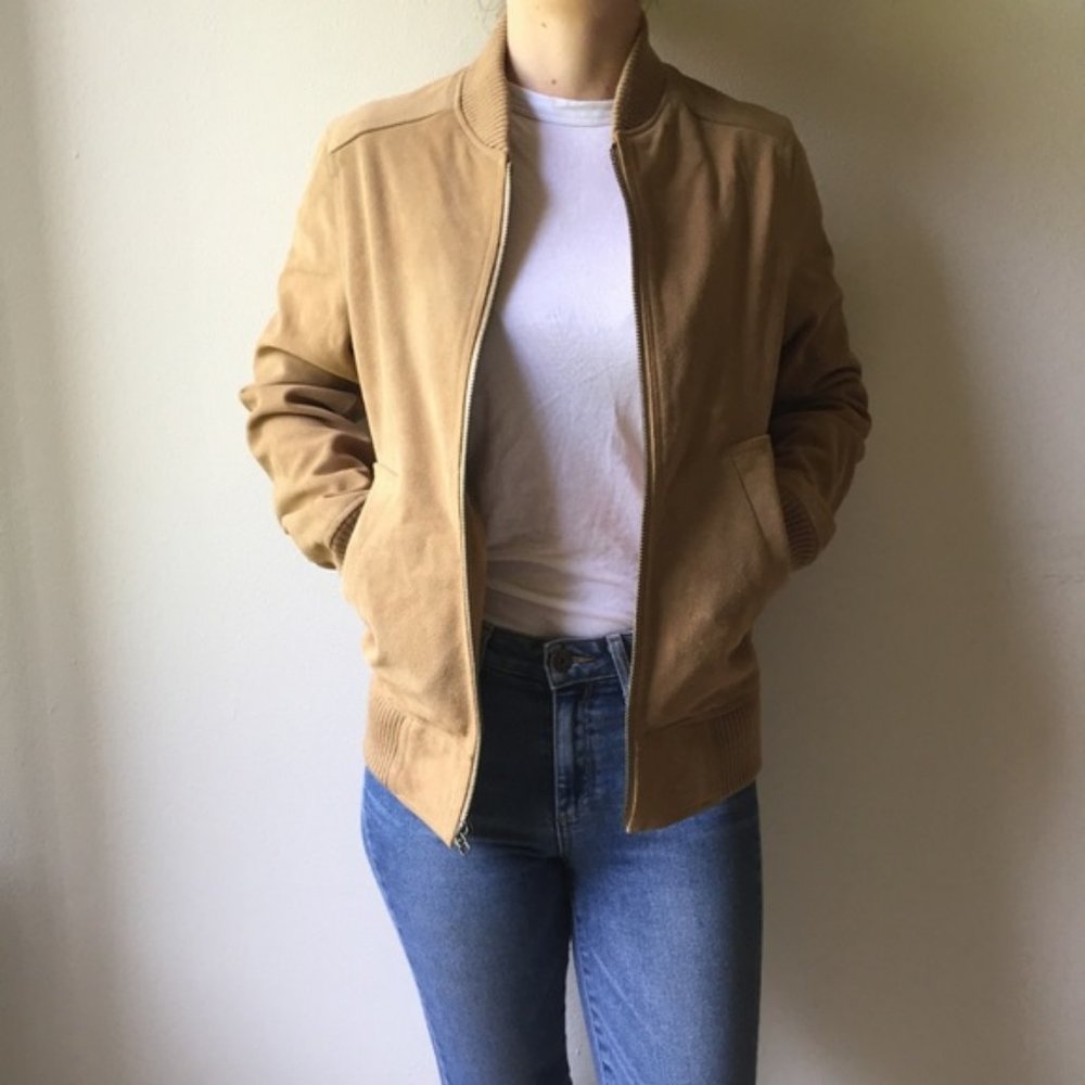 Steven Alan Suede Bomber Jacket in Natural
